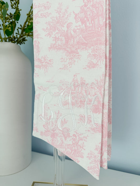 Baby Bow Sash with the initials “LJK” Embroidered
