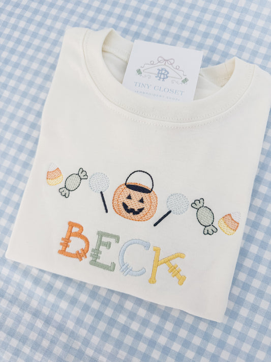 Boys Embroidered Halloween Candy Tee