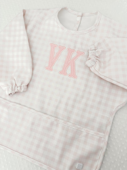 TRVL PINK GINGHAM LS BIB