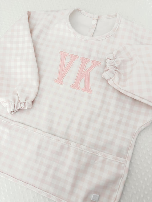 TRVL PINK GINGHAM LS BIB