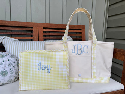TRVL Medium Tote in Butter Yellow Gingham