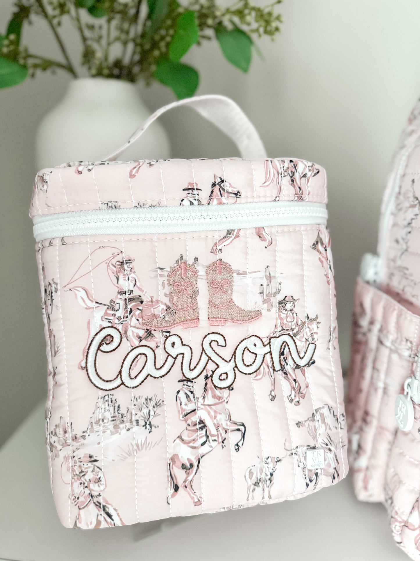 TRVL COWGIRL TOILE QUILTED LUNCHBOX