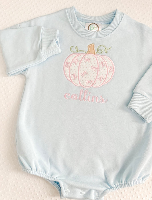 Fall Appliqué Bow Pumpkin Bubble/Sweatshirt