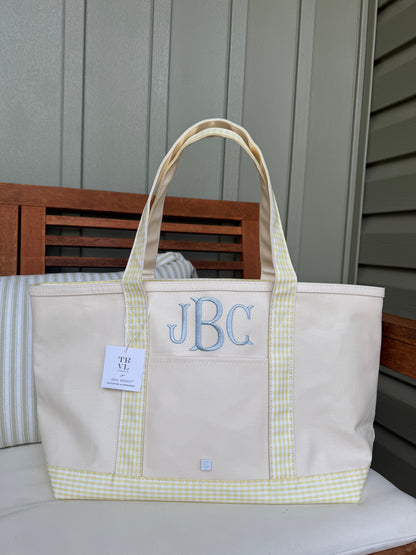 TRVL Medium Tote in Butter Yellow Gingham