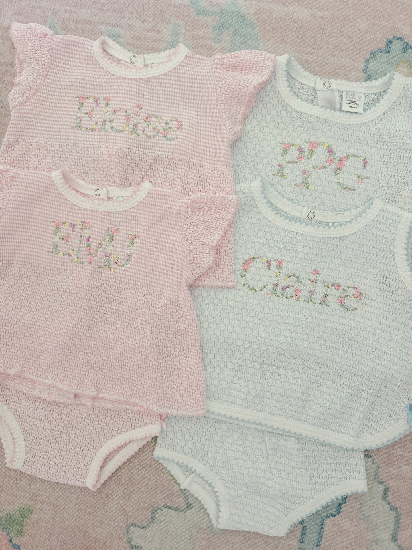 Flutter Sleeve Knit 2pc Diaper Set with Bows