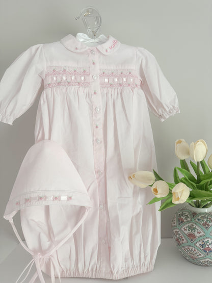 Ribbon Smocked Take Home Gown with Hat