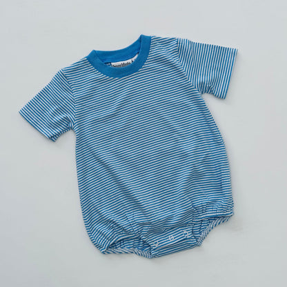 Embroidered SS Blue Stripe Patriotic Tee/Bubble