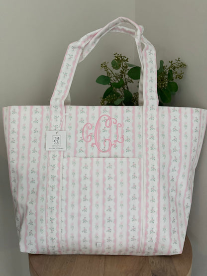 TRVL PINK RIBBON FLORAL JUMBO TOTE