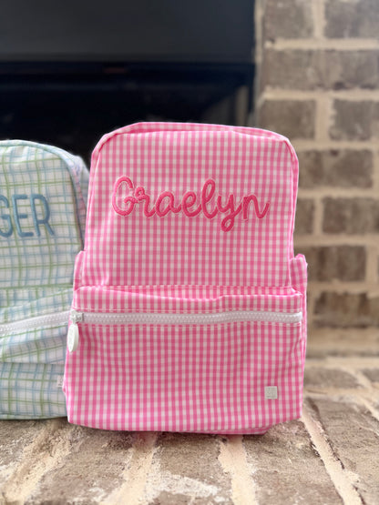 TRVL PINK GINGHAM MINI BACKPACK