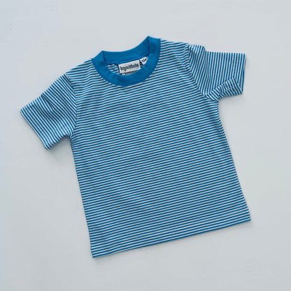 Embroidered SS Blue Stripe Patriotic Tee/Bubble
