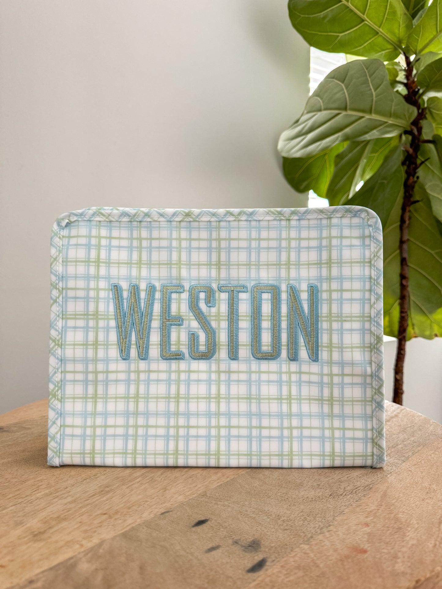 TRVL LARGE GREEN/BLUE PLAID ROADIE