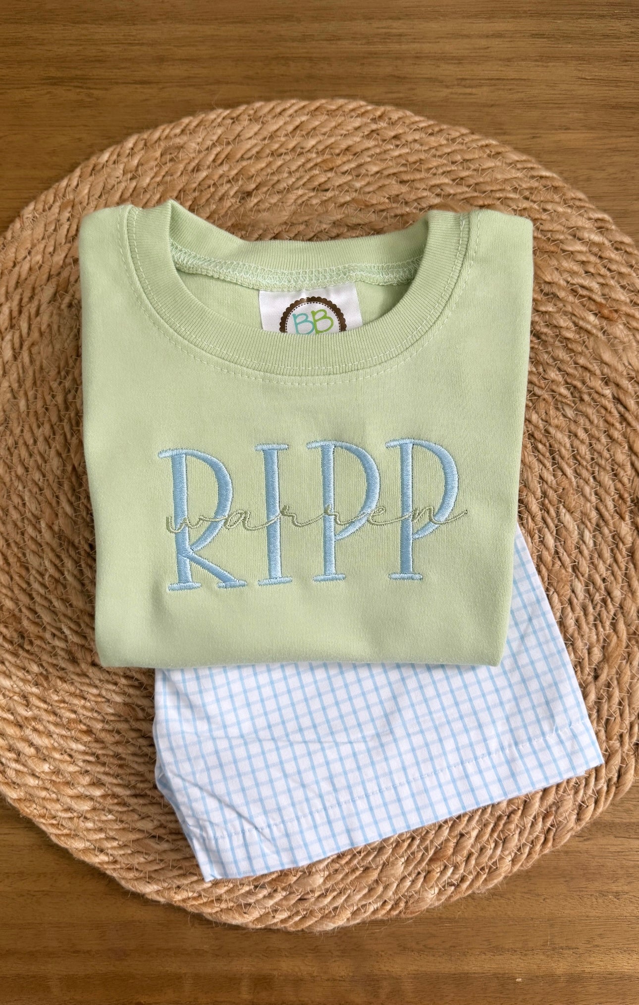 Embroidered Sage Everyday Shirt/Short/Set