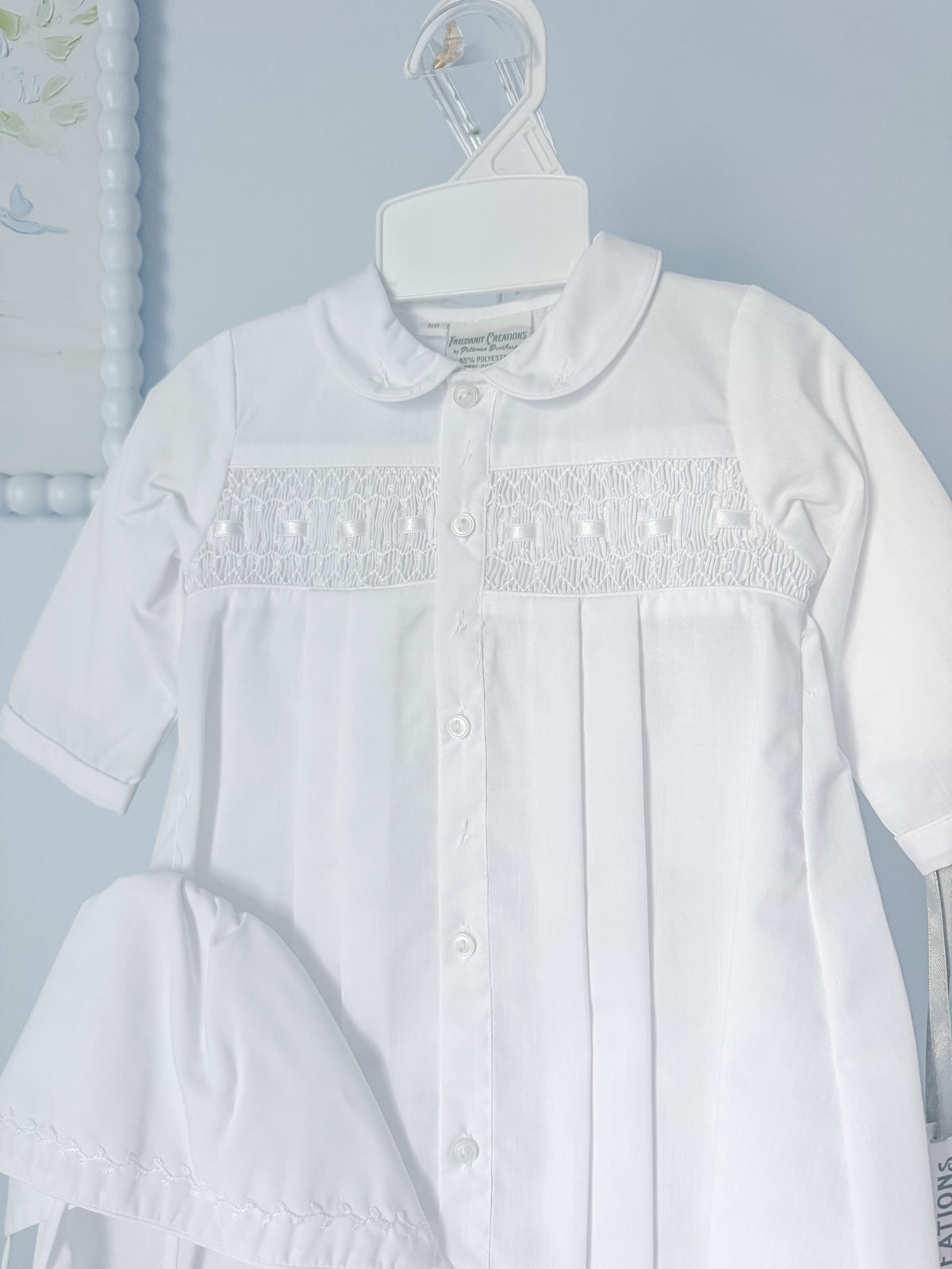 Baby Neutral Smocked Take Home Gown with Hat