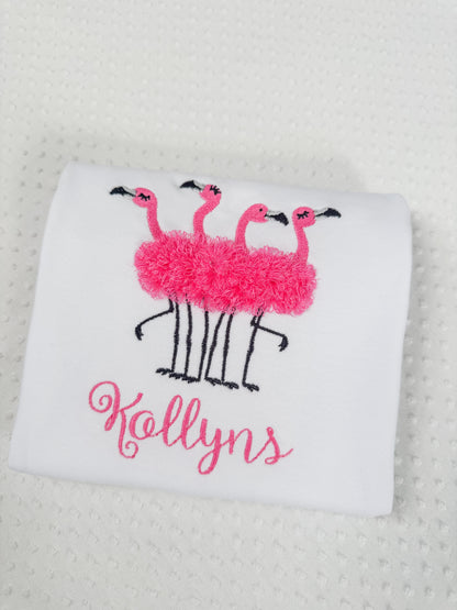 Flutter Sleeve Fluffy Flamingo Bubble/Tee