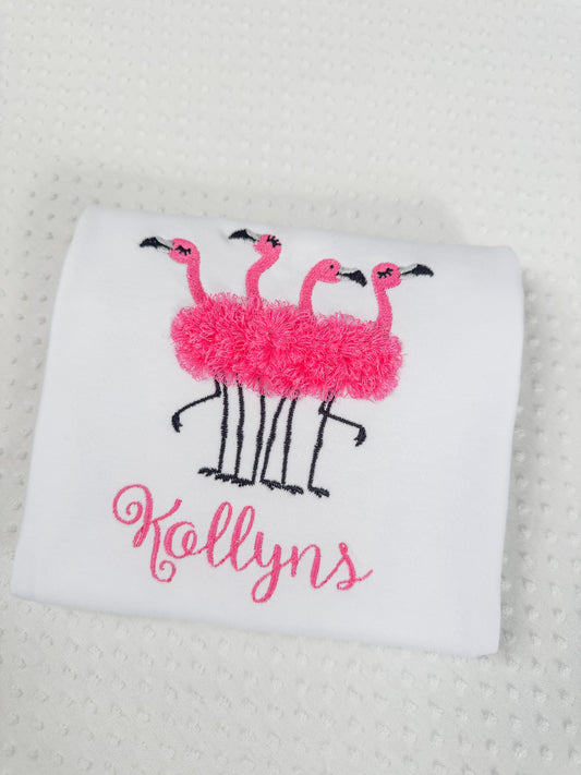 Flutter Sleeve Fluffy Flamingo Bubble/Tee