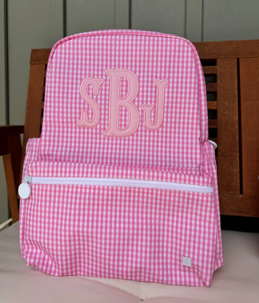 TRVL PINK GINGHAM BACKPACK
