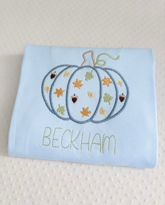 Boys Embroidered Fall Pumpkin Tee
