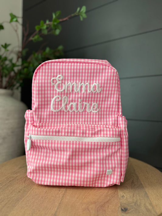 TRVL PINK GINGHAM MINI BACKPACK