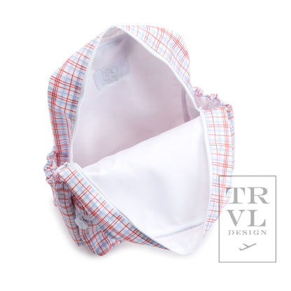 TRVL RED PLAID BACKPACK