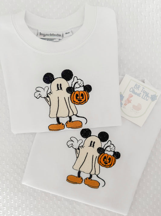 Boys Embroidered Spooky Mouse Tee