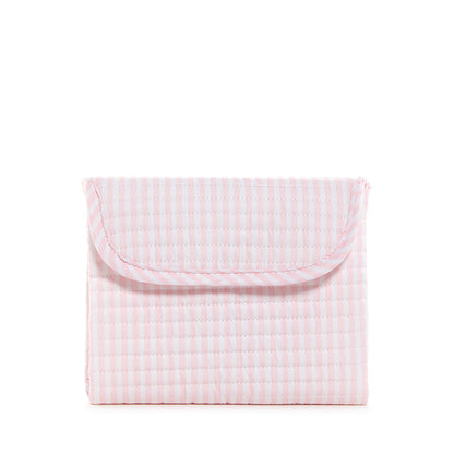 TRVL PINK PIMLICO STRIPE QUILTED DIAPER BAG, CHANGING PAD AND EVERYDAY BAG SET