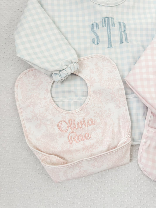 TRVL PINK TOILE CATCH ALL BIB
