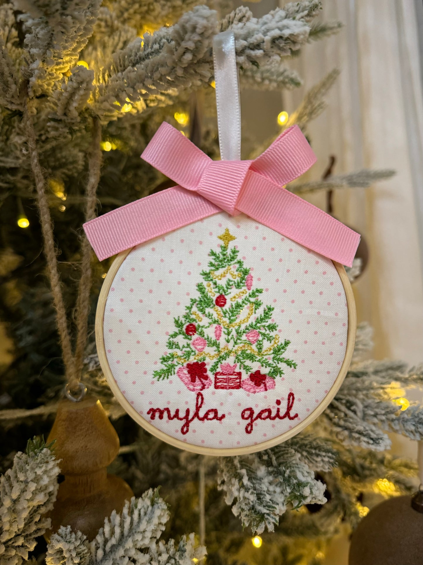 Embroidered Christmas Present Tree Ornament