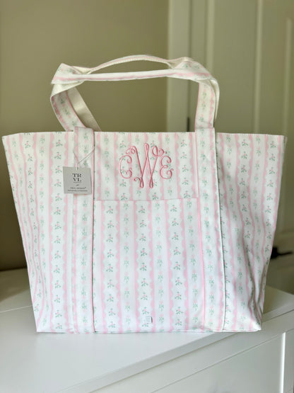 TRVL PINK RIBBON FLORAL JUMBO TOTE