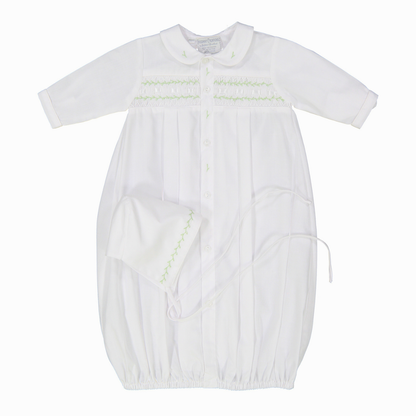 Baby Neutral Smocked Take Home Gown with Hat