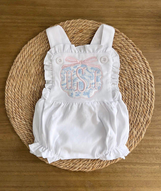 Appliqué Floral Crest Ruffle Bubble