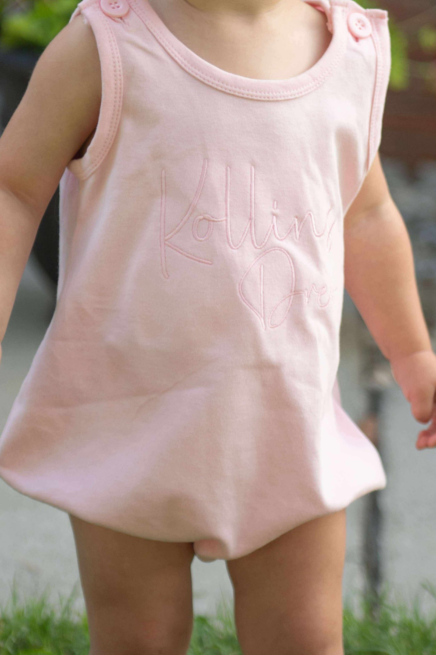 Pink Embroidered monochromatic name Bubble