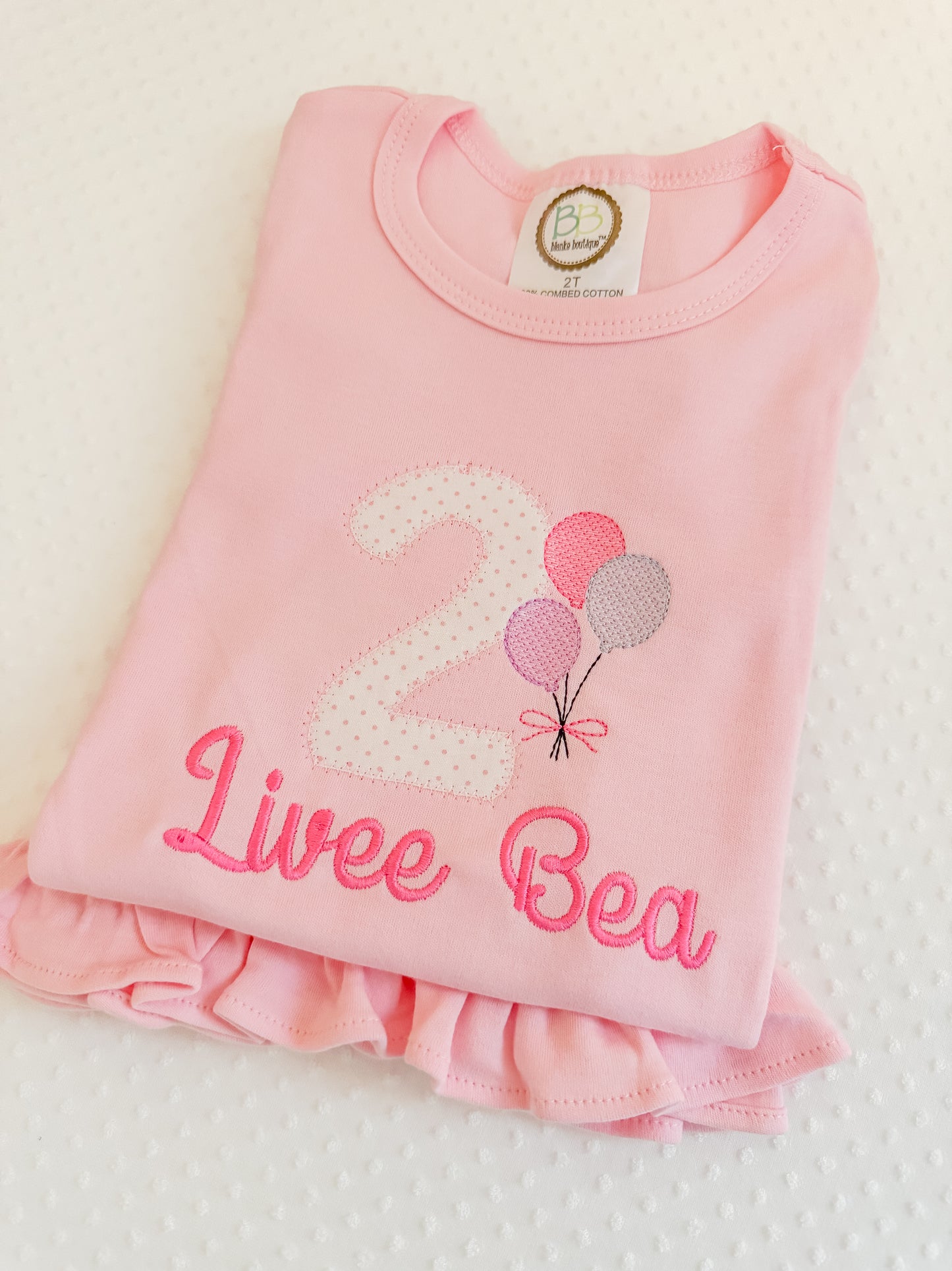 Embroidered Girls Classic Birthday Tee