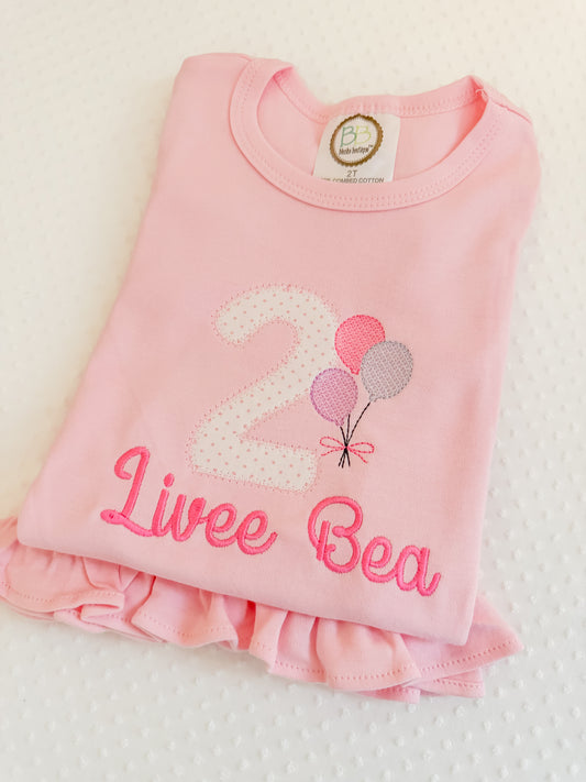 Embroidered Girls Classic Birthday Tee