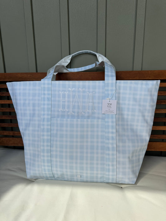 TRVL BLUE PLAID JUMBO TOTE
