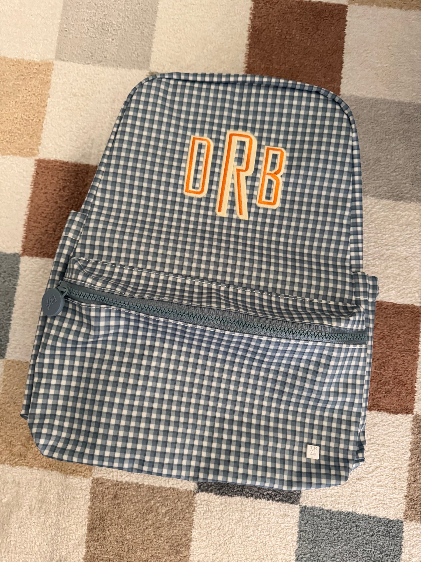 TRVL INDIGO GINGHAM BACKPACK