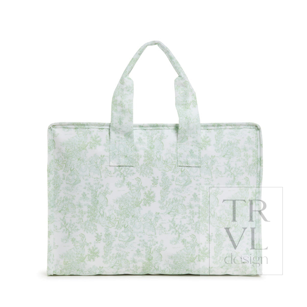 TRVL Overnite Tote Green Bunny Toile