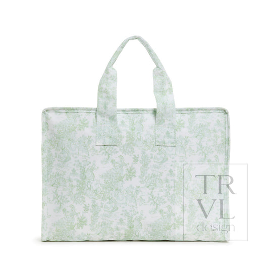 TRVL Overnite Tote Green Bunny Toile