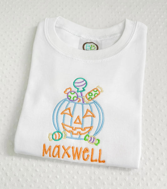 Boys Embroidered Halloween Bucket Tee