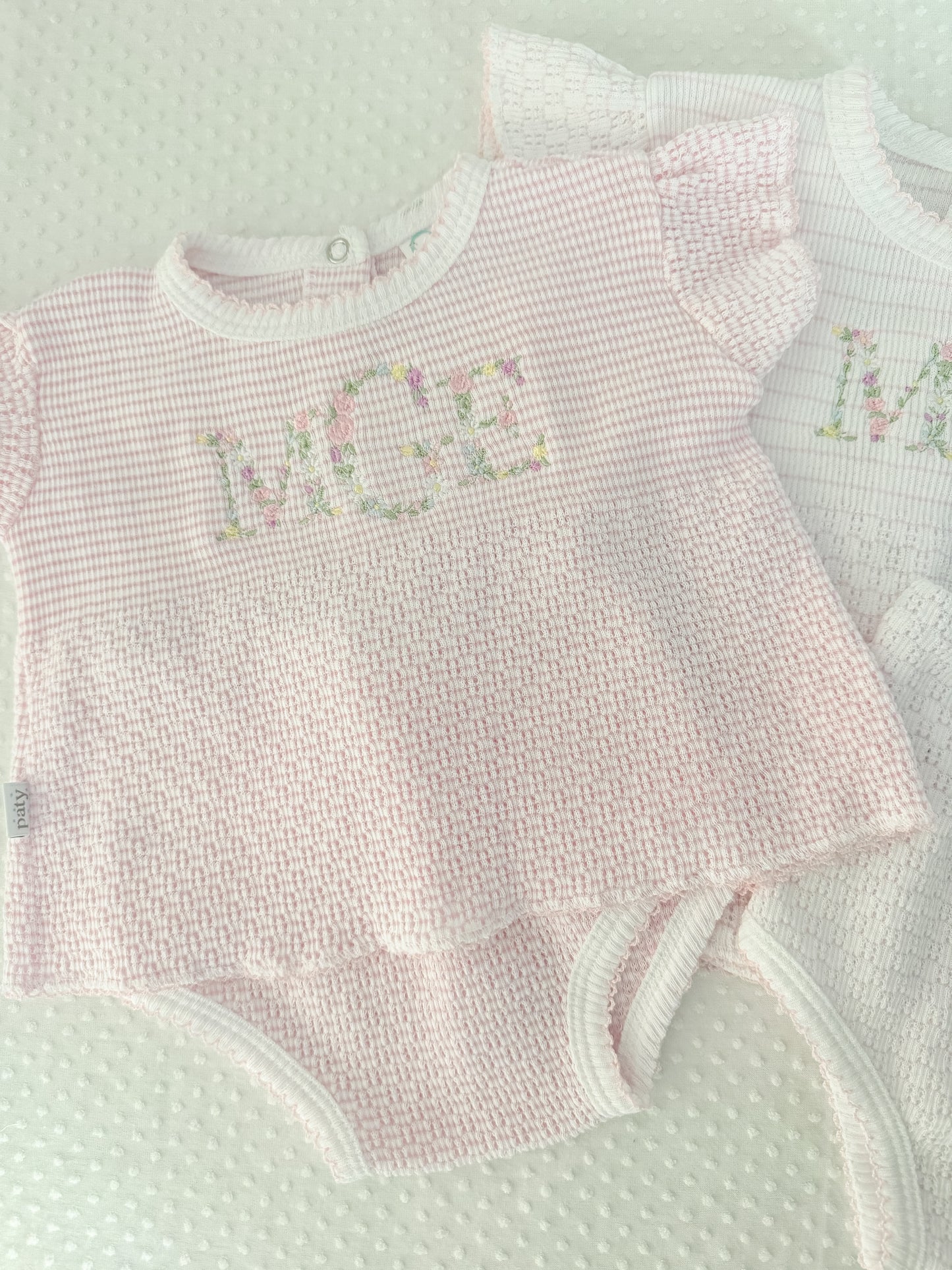 Flutter Sleeve Knit 2pc Diaper Set with Bows