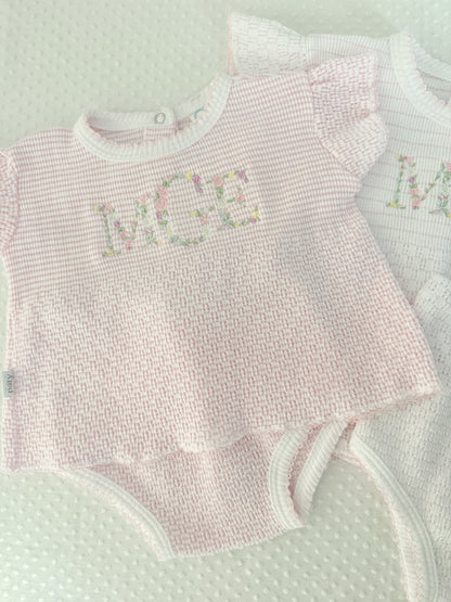 Flutter Sleeve Knit 2pc Diaper Set with Bows