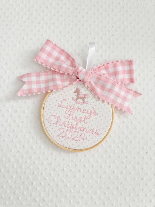 Embroidered Rocking Horse Baby Ornament