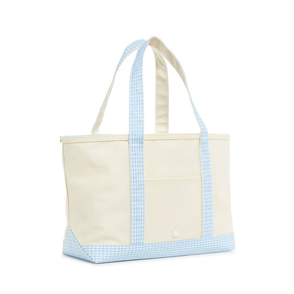 TRVL Medium Tote in Gingham Mist