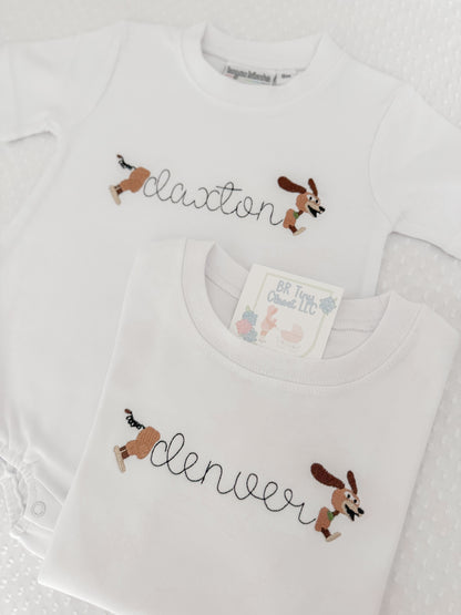 Embroidered SS Slinky Dog Tee/Bubble