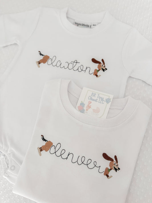Embroidered SS Slinky Dog Tee/Bubble