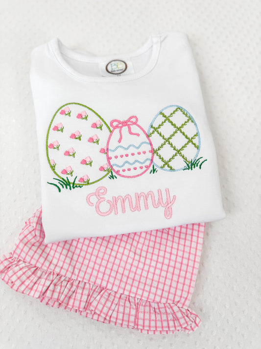 Embroidered Easter Egg Tee/Shorts/Set
