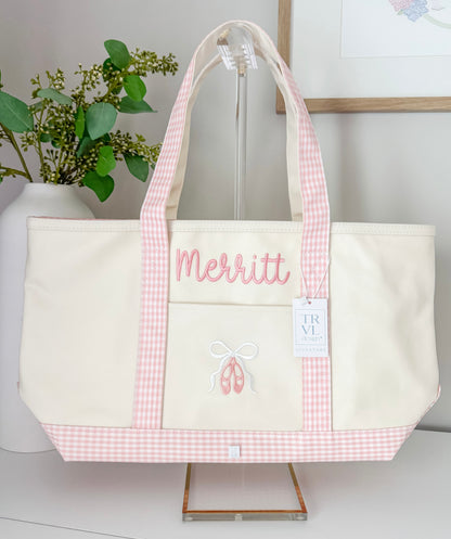 TRVL Ballet Medium Tote in Taffy Pink Gingham