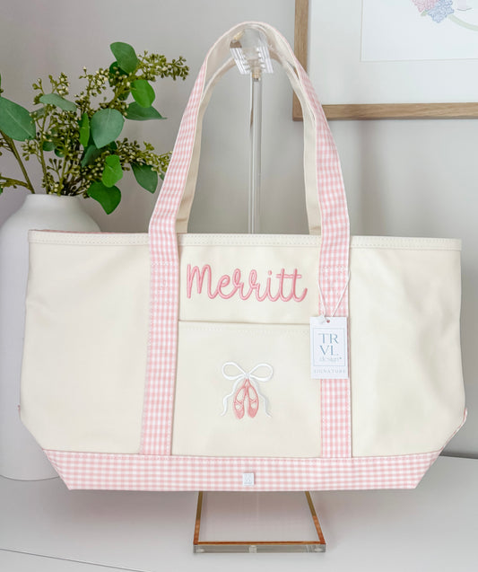 TRVL Ballet Medium Tote in Taffy Pink Gingham