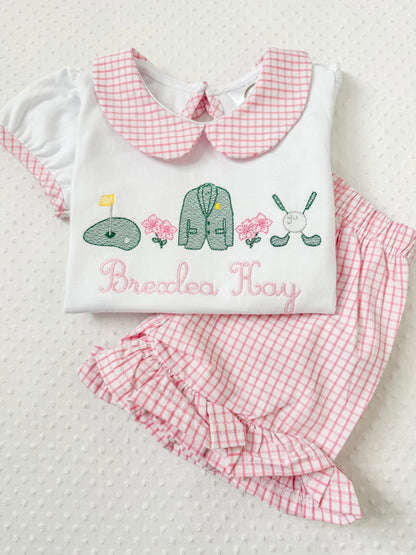 Embroidered Golf Collared Shirt/Short/Set