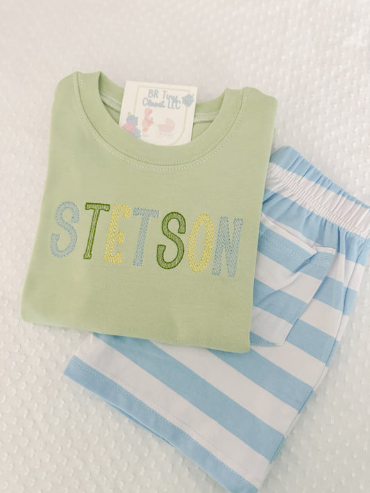 Embroidered Everyday Name Shirt/Short/Set
