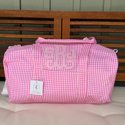 TRVL PINK GINGHAM WEEKENDER DUFFEL